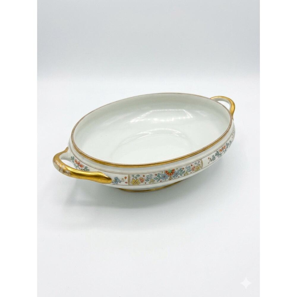 Antique GDA Chas Field Haviland Limoges 11" Oval Vegetable Bowl - Floral Gold